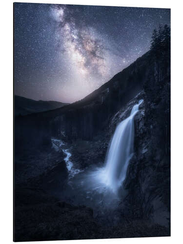 Aluminiumsbilde The Milky Way over the Krimml Waterfalls in Austria