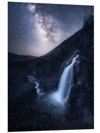 Foam board print The Milky Way over the Krimml Waterfalls in Austria