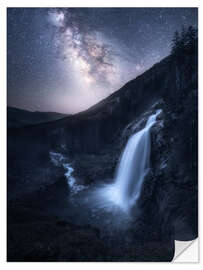 Muursticker The Milky Way over the Krimml Waterfalls in Austria