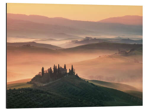 Aluminiumsbilde Golden spring morning in Tuscany