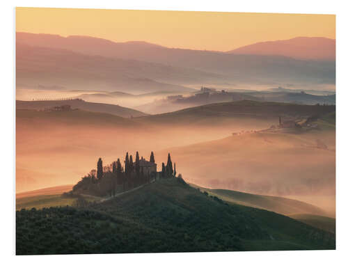 Stampa su PVC Golden spring morning in Tuscany