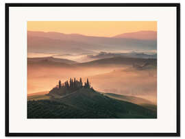 Gerahmter Kunstdruck Goldener Frühlingsmorgen in der Toskana