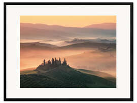 Stampa artistica con cornice Golden spring morning in Tuscany