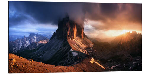 Aluminium print Golden sunset at the Three Peaks in the Dolomites