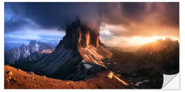 Adesivo murale Golden sunset at the Three Peaks in the Dolomites