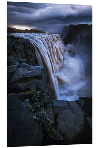 Foam board print Dramatic summer night at Dettifoss in Iceland