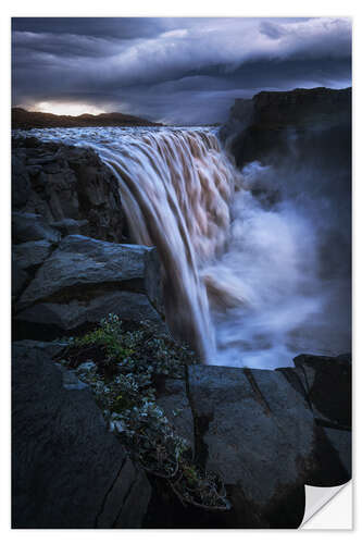 Vinilo para la pared Dramatic summer night at Dettifoss in Iceland