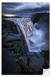 Sisustustarra Dramatic summer night at Dettifoss in Iceland