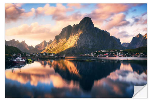 Sticker mural Summer evening in Reine in Lofoten