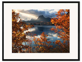Impressão artística com moldura Autumn morning in Lofoten, Norway