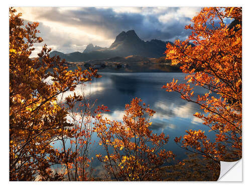 Wall sticker Autumn morning in Lofoten, Norway