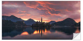 Wall sticker Sunrise over Lake Bled in Slovenia