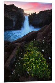 Foam board print Sunrise at Aldeyjarfoss in northern Iceland