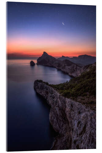 Tableau en verre acrylique First morning light over the Formentor on Mallorca