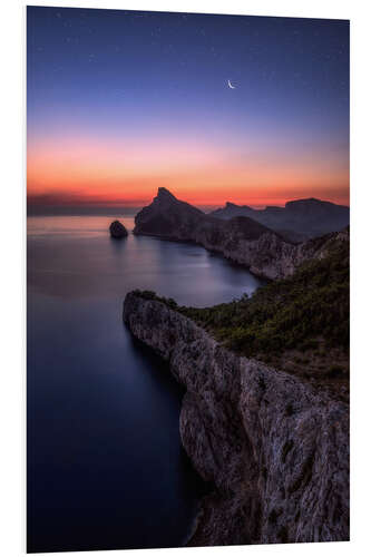 Foam board print First morning light over the Formentor on Mallorca