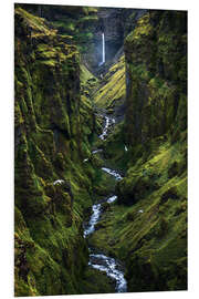 Foam board print A dramatic green canyon in Iceland