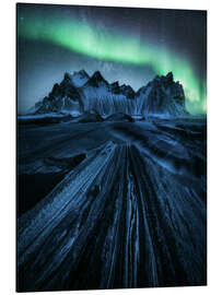 Aluminium print Aurora Borealis over Stokksnes in Iceland