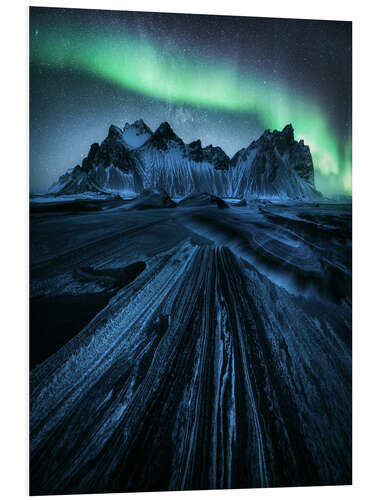 PVC-tavla Aurora Borealis over Stokksnes in Iceland