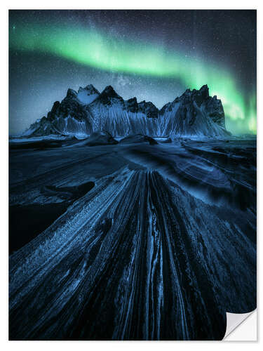 Sisustustarra Aurora Borealis over Stokksnes in Iceland