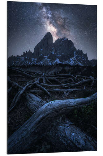 Tableau en aluminium Milky Way above the Würzjoch in the Dolomites