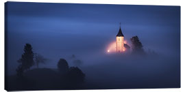 Canvas print A foggy evening near Jamnik in Slovenia