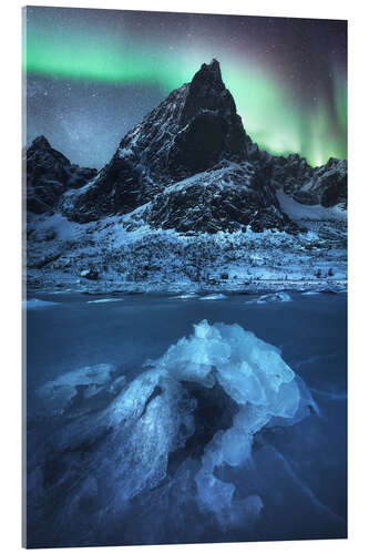 Acrylic print Northern lights over the Lofoten mountains