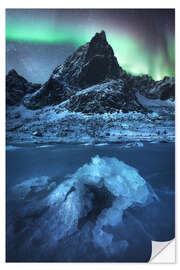 Naklejka na ścianę Northern lights over the Lofoten mountains