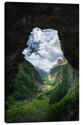 Lienzo A mystical cave in the French Alps