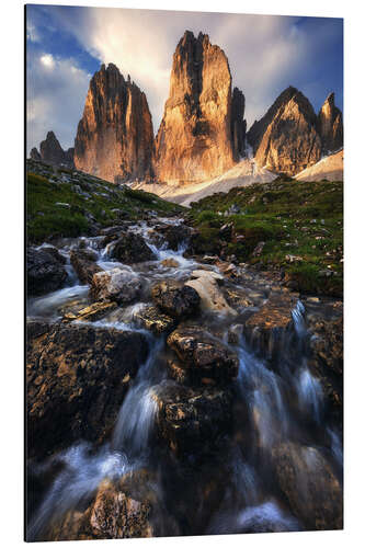 Aluminium print Golden sunrise at the Three Peaks