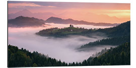 Cuadro de aluminio Misty sunrise at St. Tomaz in Slovenia