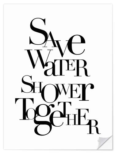 Selvklebende plakat Save Water Shower Together