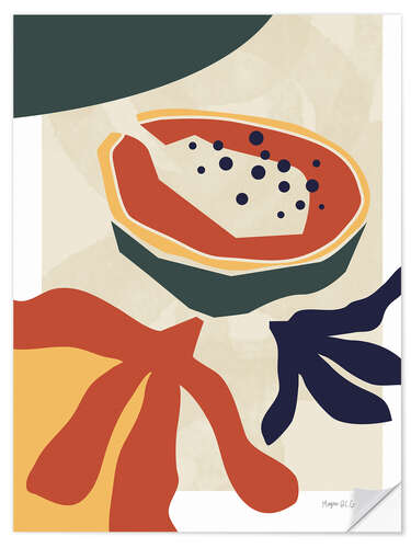 Selvklebende plakat Tropical Papaya