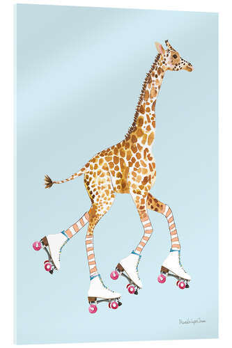 Acrylic print Giraffe with roller skates