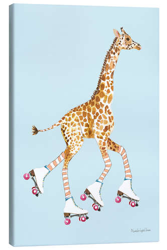 Stampa su tela Giraffe with roller skates