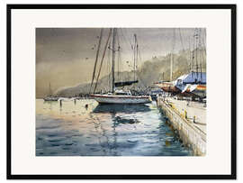 Innrammet kunsttrykk Yacht on the coast