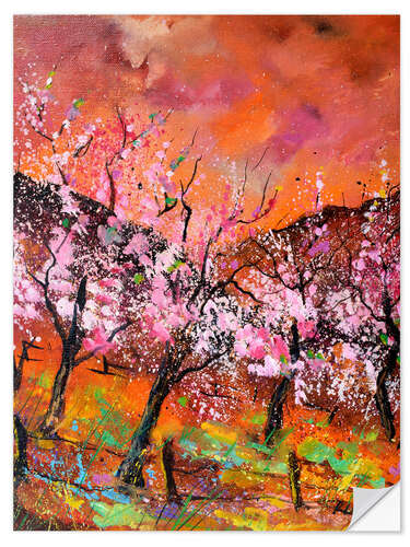 Selvklebende plakat Bloomong cherry trees