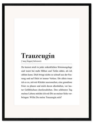 Framed art print Chief bridesmaid definition (German)