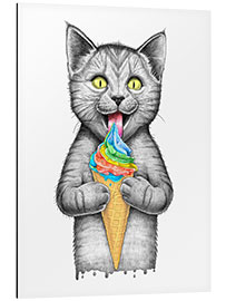 Aluminium print Cat with ice cream