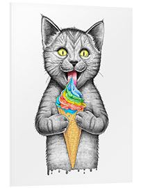 Quadro em PVC Cat with ice cream