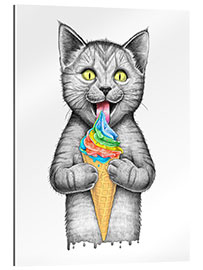 Quadro em plexi-alumínio Cat with ice cream