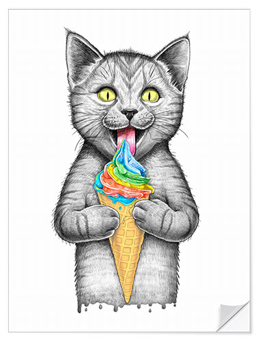 Wall sticker Cat with ice cream