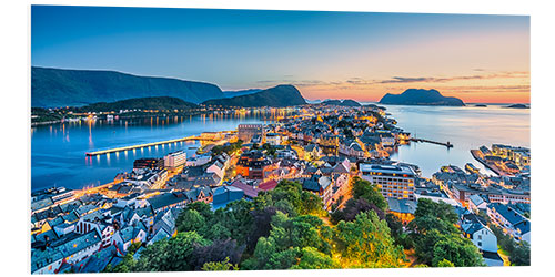 Foam board print Alesund at sunset, Norway