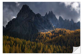 Sticker mural Larch trees in full autum colors in the Italian Dolomites