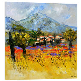 Foam board print Lavender and poppies in Provence