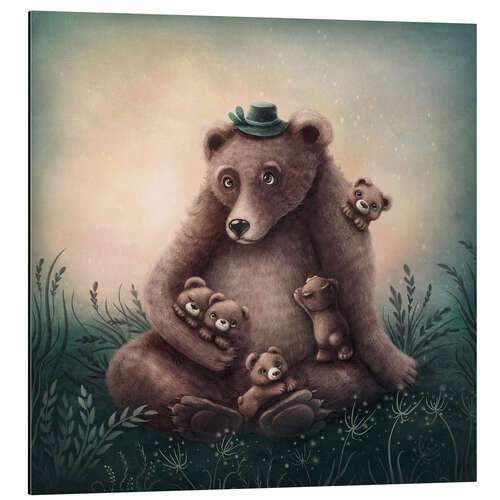 Aluminium print Bear family