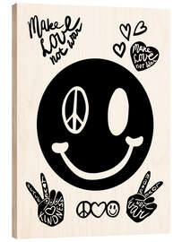 Quadro de madeira Smiley peace