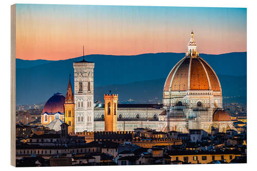 Stampa su legno Sunset over Florence