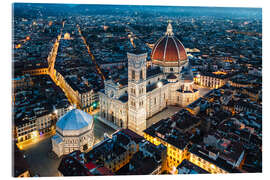 Acrylglasbild Kathedrale bei Nacht, Florenz, Italien