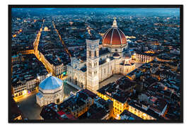 Gerahmter Kunstdruck Kathedrale bei Nacht, Florenz, Italien