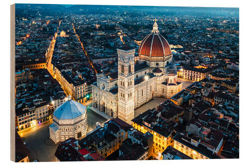 Hout print Cathedral at night, Florence, Italy